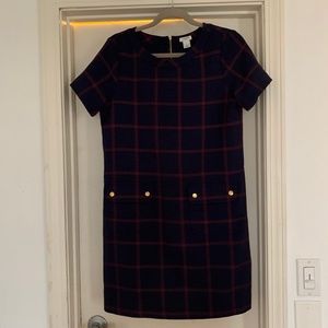 J.Crew Plaid Short-Sleeve Dress with front pockets